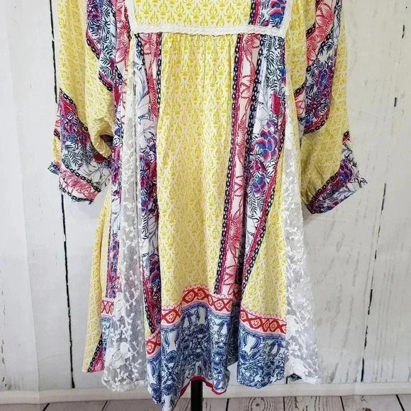 Umgee Boho Patchwork Lace Panel Dress Tunic - Picture 2 of 6